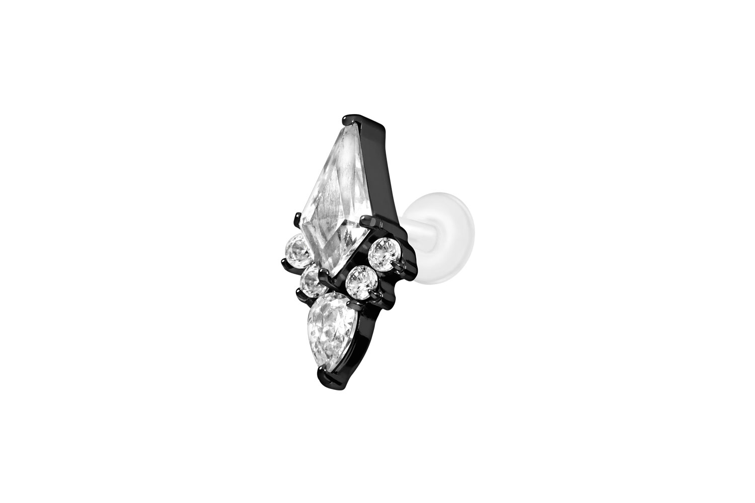 PTFE Labret Piercing mit Innengewinde + Titan-Aufsatz KRISTALLSCHILD
